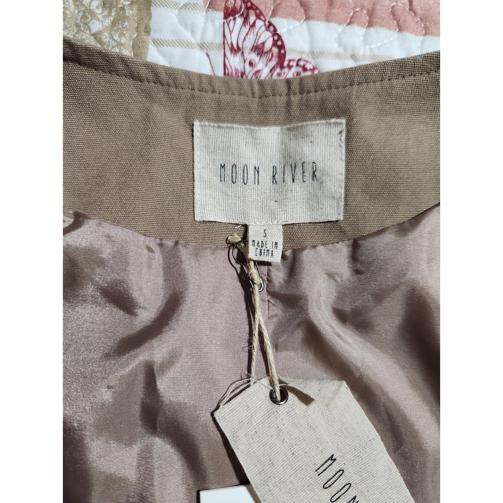 Anthropologie Moon River  Women's Beige Tan Embroidered Short Jacket Coat Size S - Picture 11 of 12